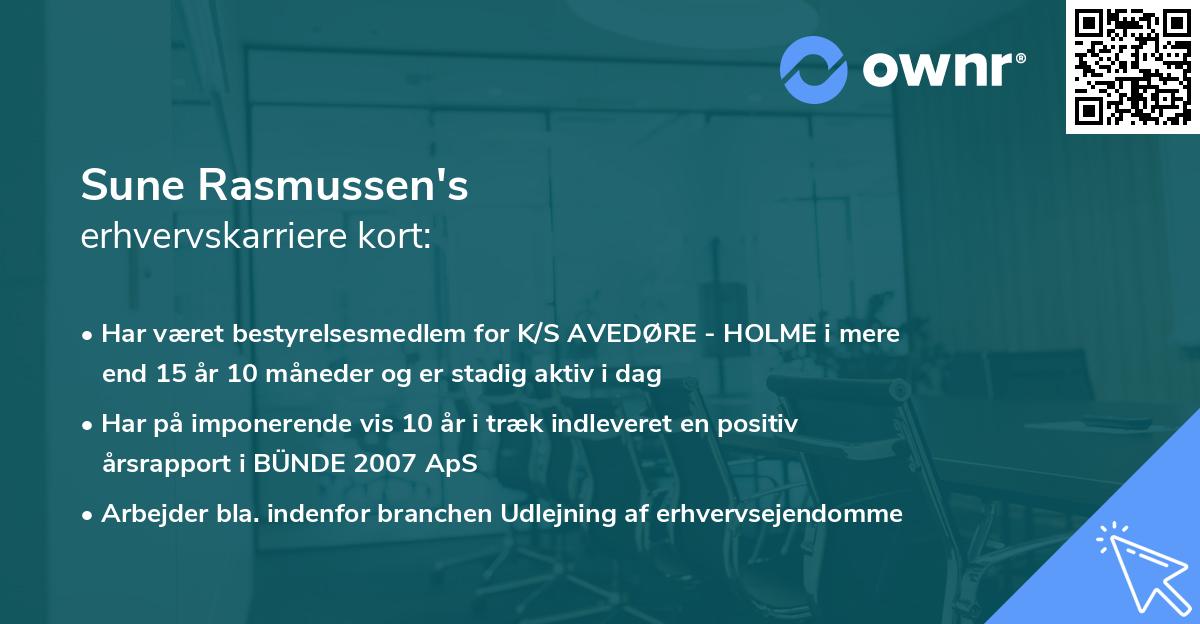 Sune Rasmussen's erhvervskarriere kort