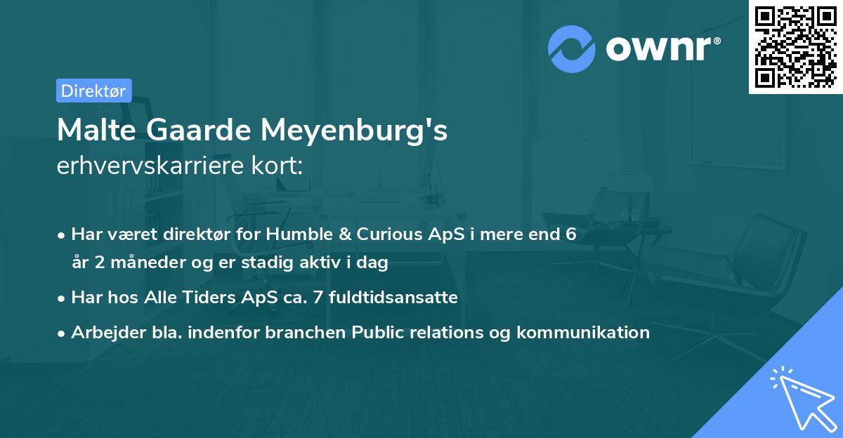 Malte Gaarde Meyenburg's erhvervskarriere kort