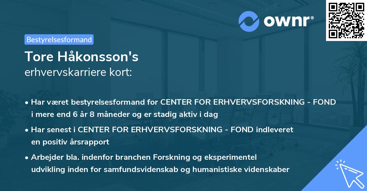 Tore Håkonsson's erhvervskarriere kort