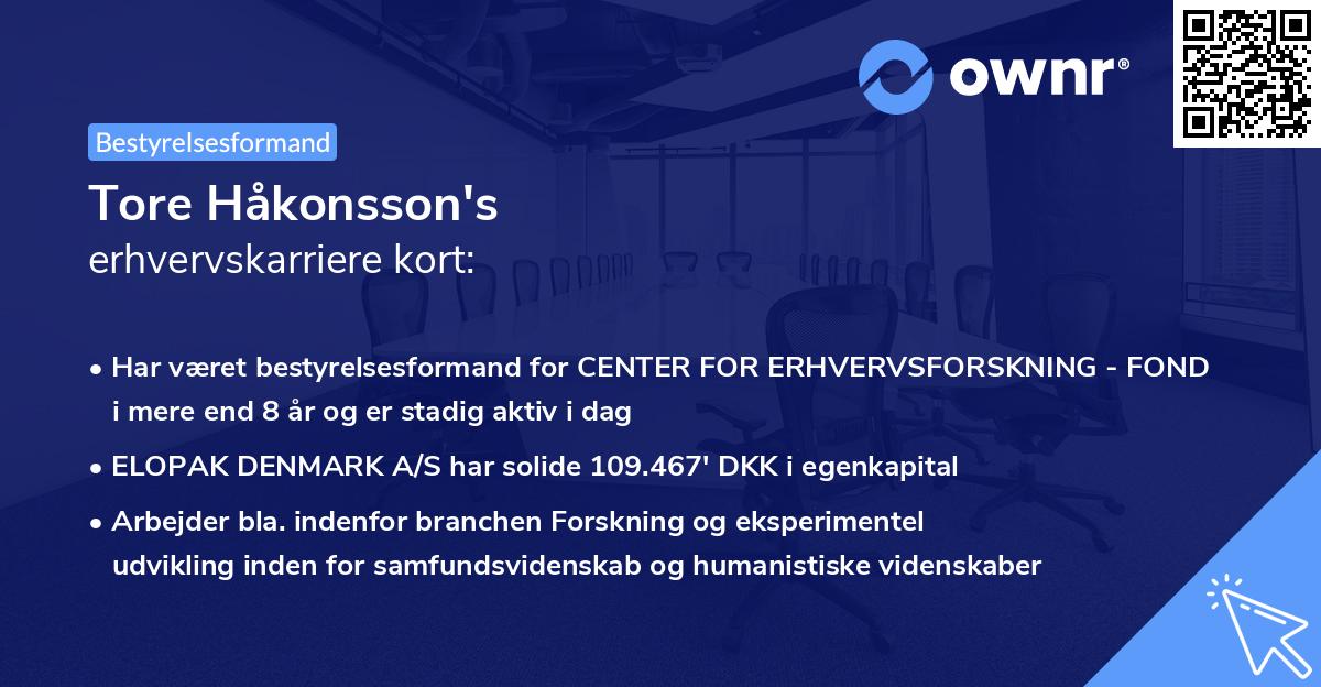 Tore Håkonsson's erhvervskarriere kort