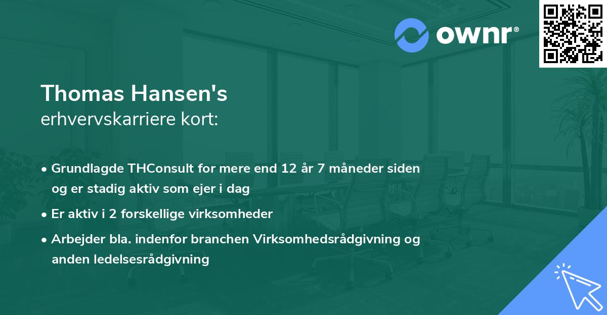 Thomas Hansen's erhvervskarriere kort