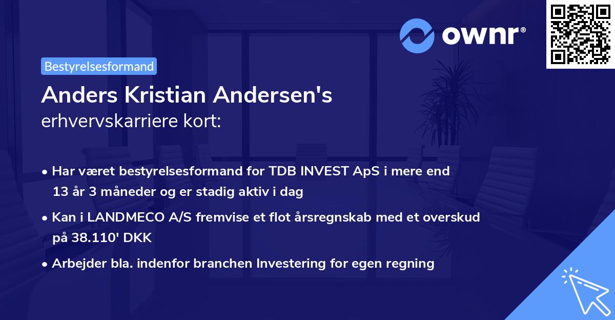 Anders Kristian Andersen's erhvervskarriere kort