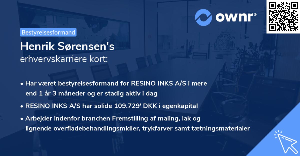 Henrik Sørensen's erhvervskarriere kort