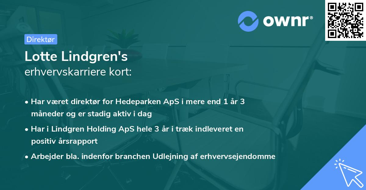 Lotte Lindgren's erhvervskarriere kort