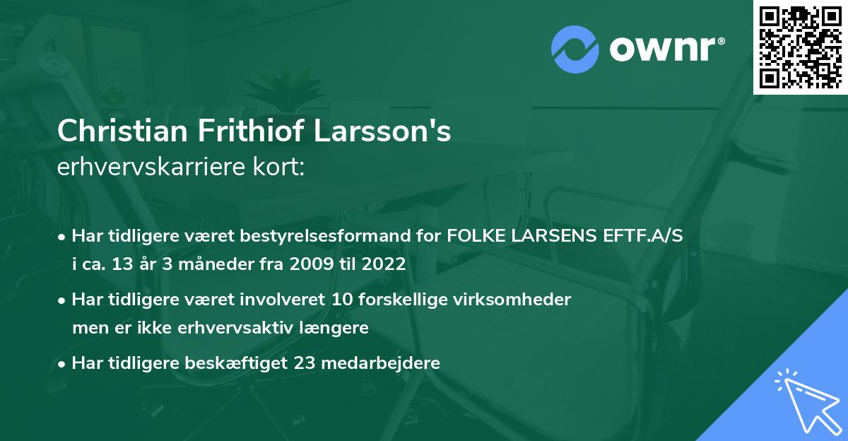 Christian Frithiof Larsson's erhvervskarriere kort