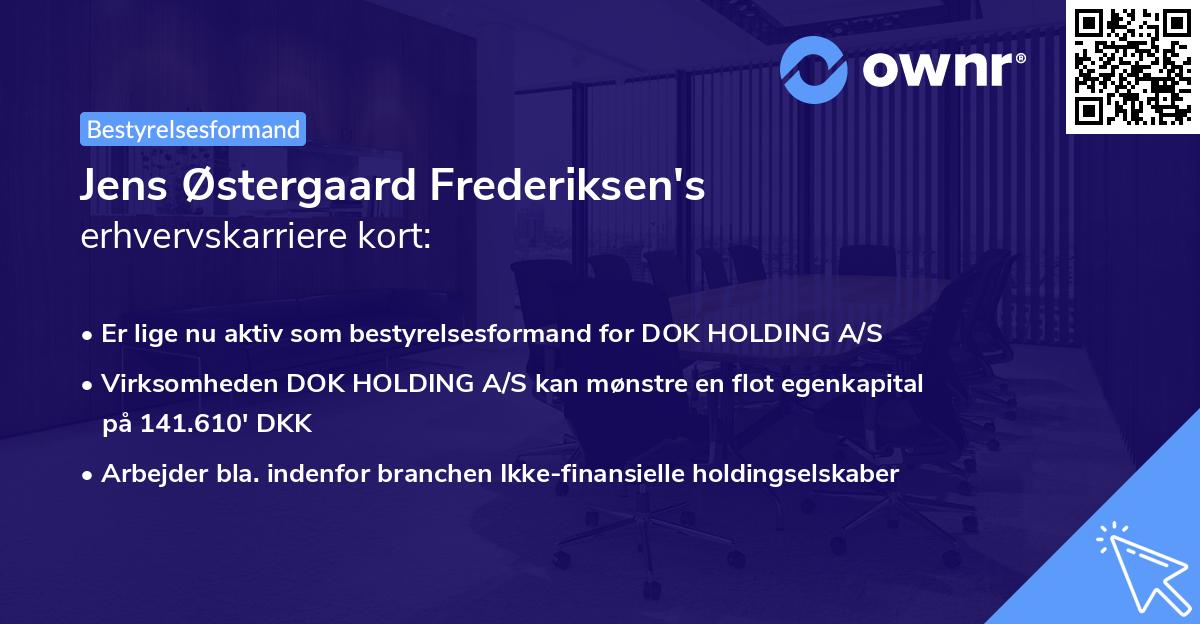 Jens Østergaard Frederiksen's erhvervskarriere kort