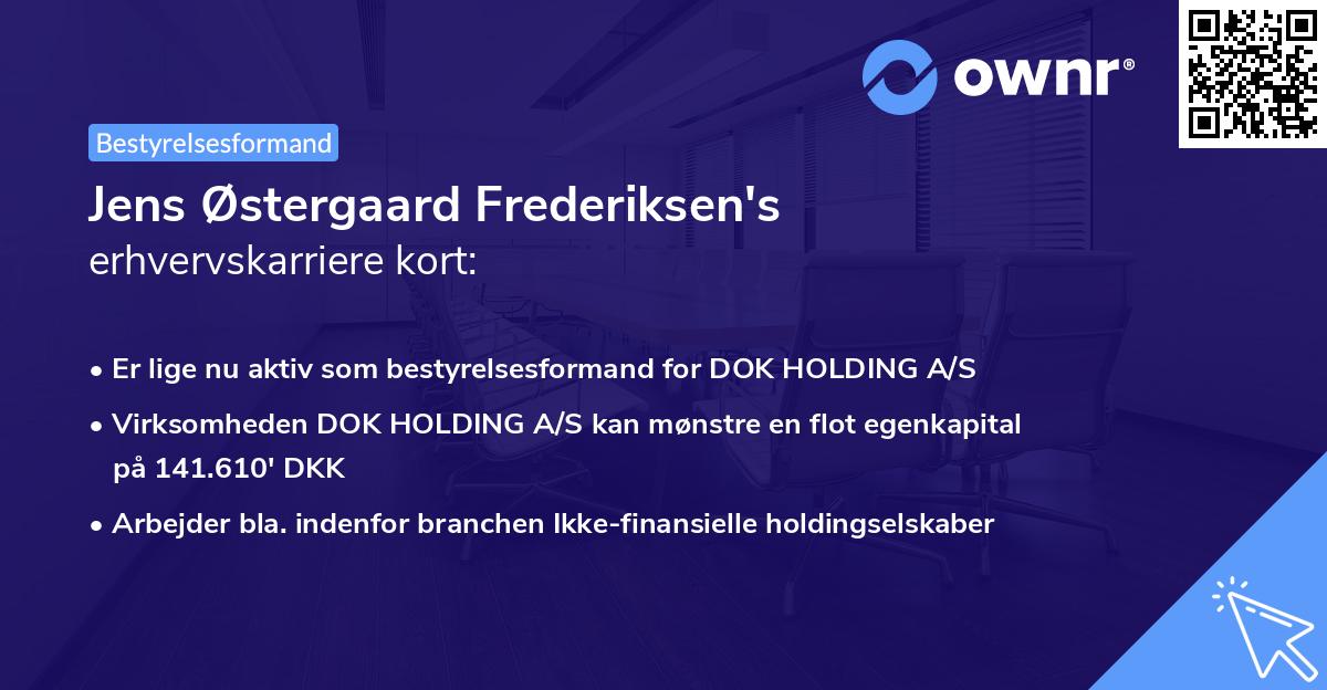 Jens Østergaard Frederiksen's erhvervskarriere kort