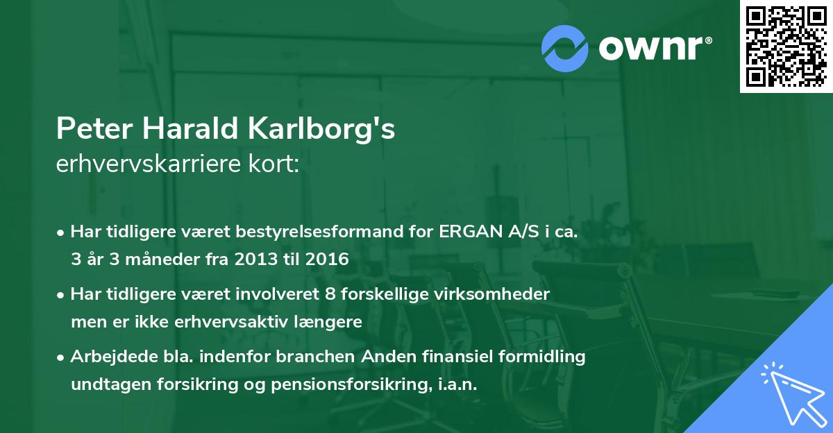 Peter Harald Karlborg's erhvervskarriere kort