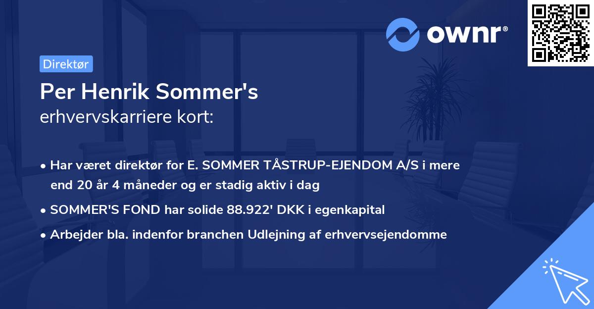 Per Henrik Sommer's erhvervskarriere kort