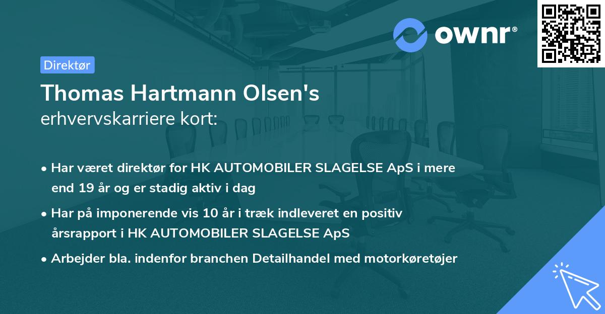 Thomas Hartmann Olsen's erhvervskarriere kort
