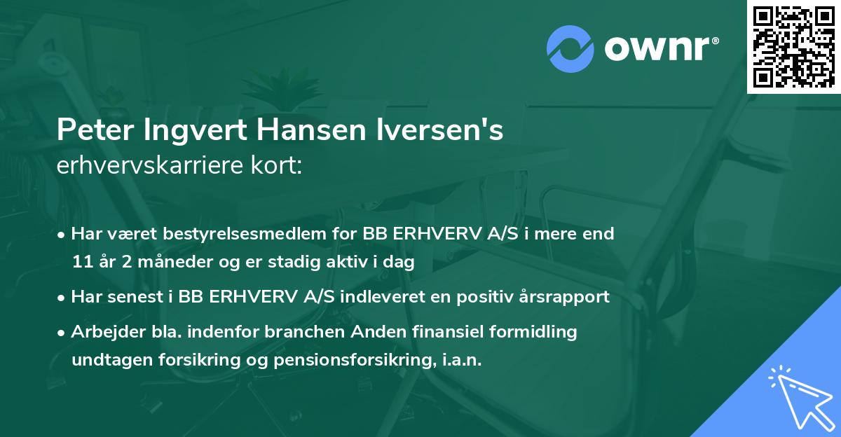 Peter Ingvert Hansen Iversen's erhvervskarriere kort