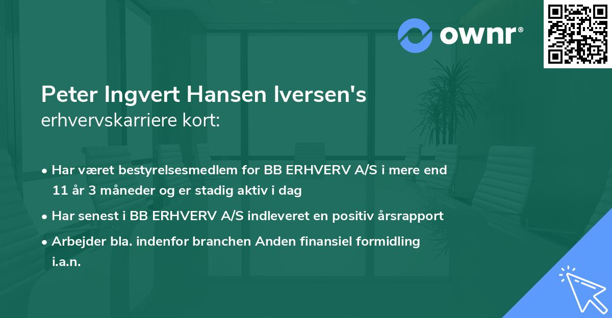 Peter Ingvert Hansen Iversen's erhvervskarriere kort