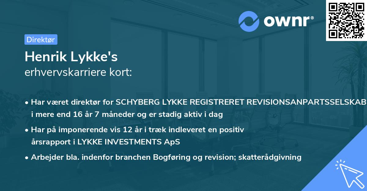 Henrik Lykke's erhvervskarriere kort