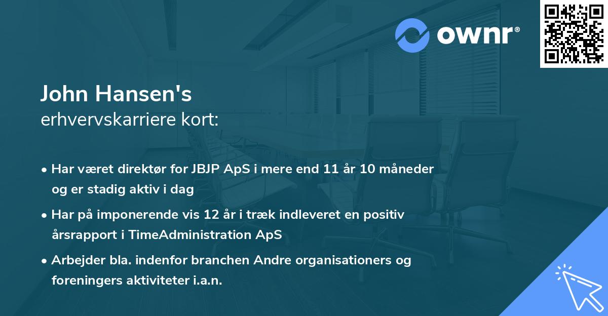 John Hansen's erhvervskarriere kort