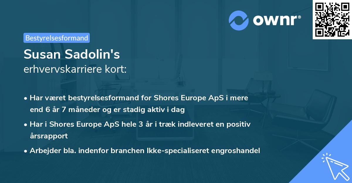 Susan Sadolin's erhvervskarriere kort