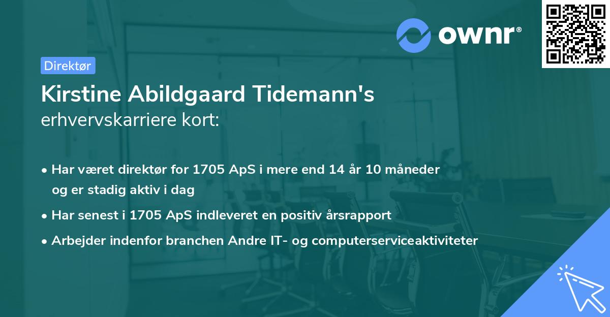 Kirstine Abildgaard Tidemann's erhvervskarriere kort