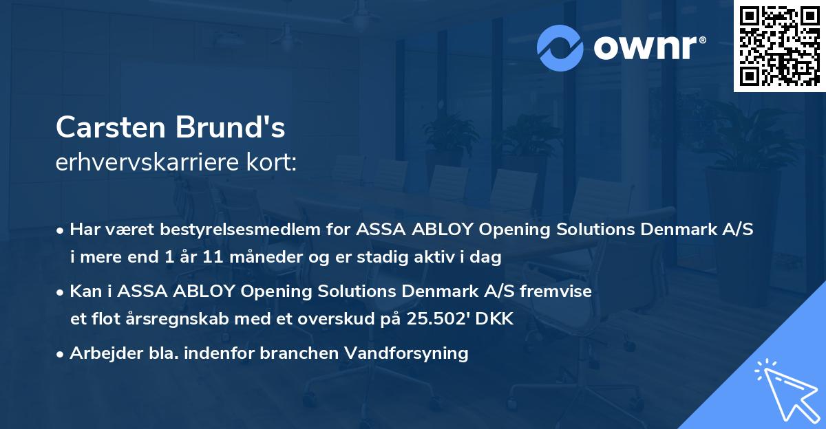 Carsten Brund's erhvervskarriere kort