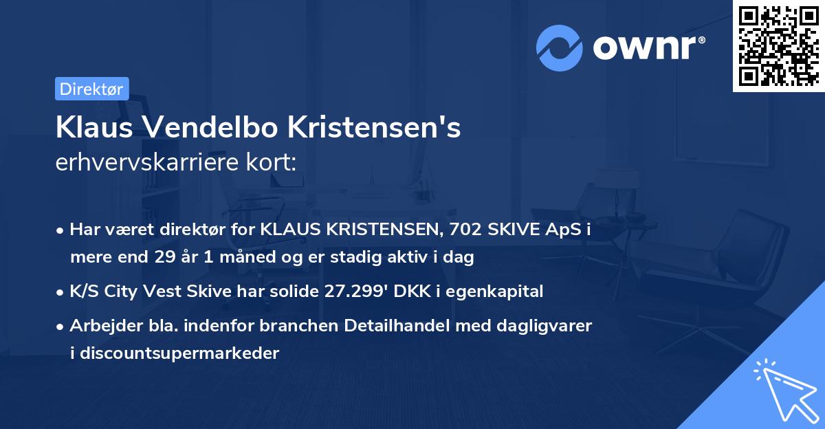 Klaus Vendelbo Kristensen's erhvervskarriere kort