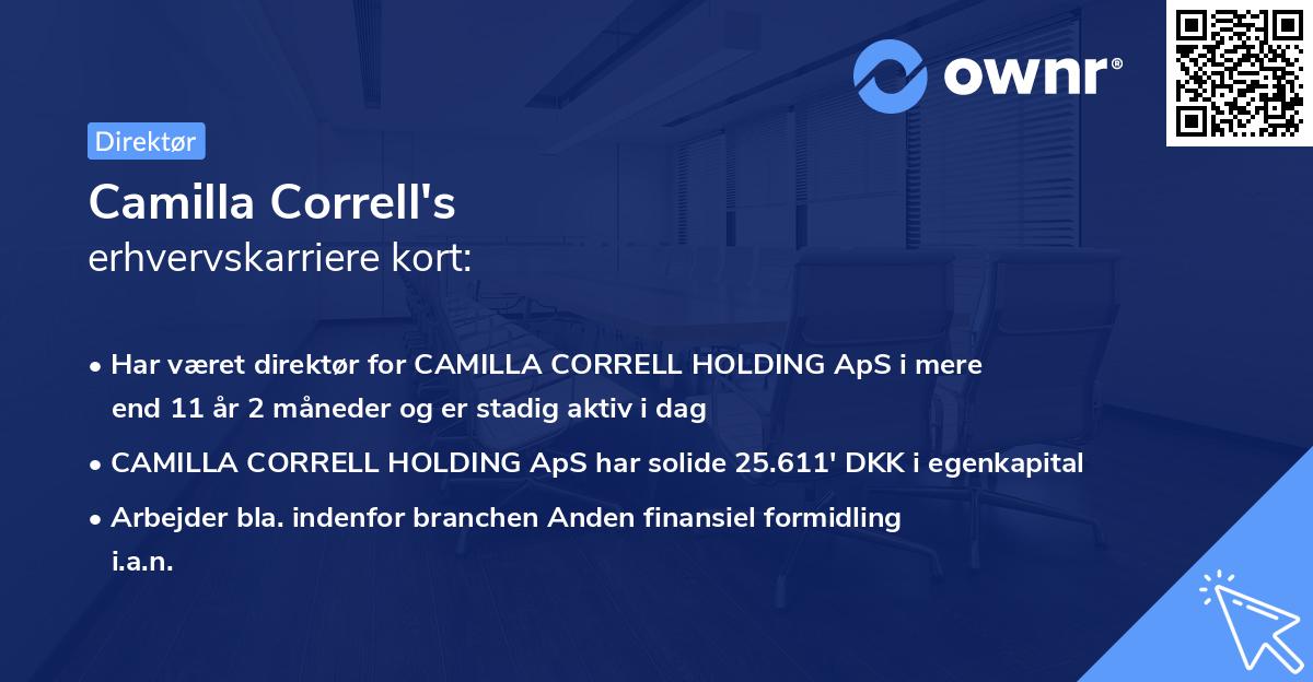 Camilla Correll's erhvervskarriere kort