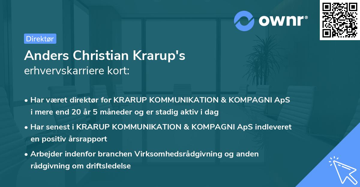 Anders Christian Krarup's erhvervskarriere kort