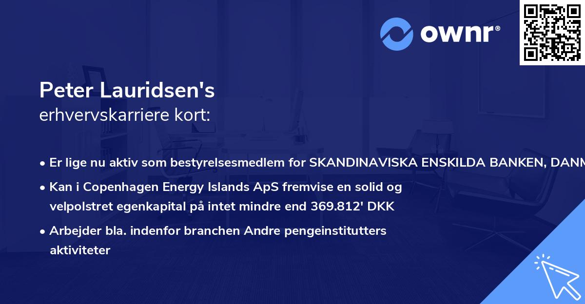 Peter Lauridsen's erhvervskarriere kort