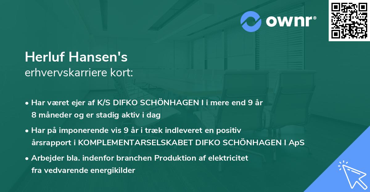 Herluf Hansen's erhvervskarriere kort