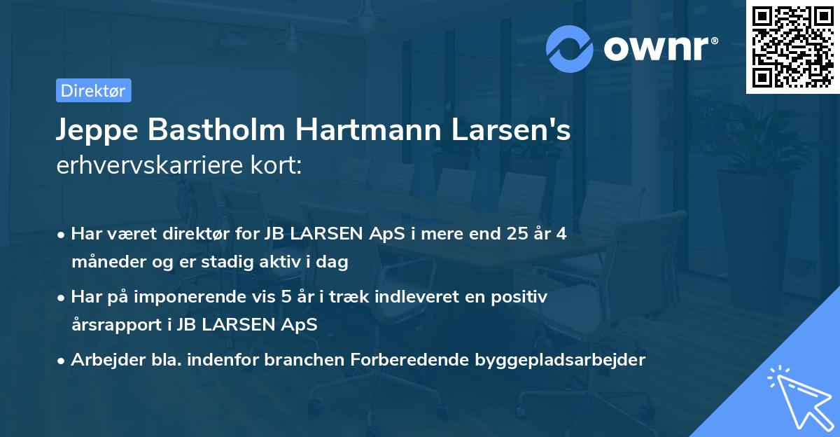 Jeppe Bastholm Hartmann Larsen's erhvervskarriere kort