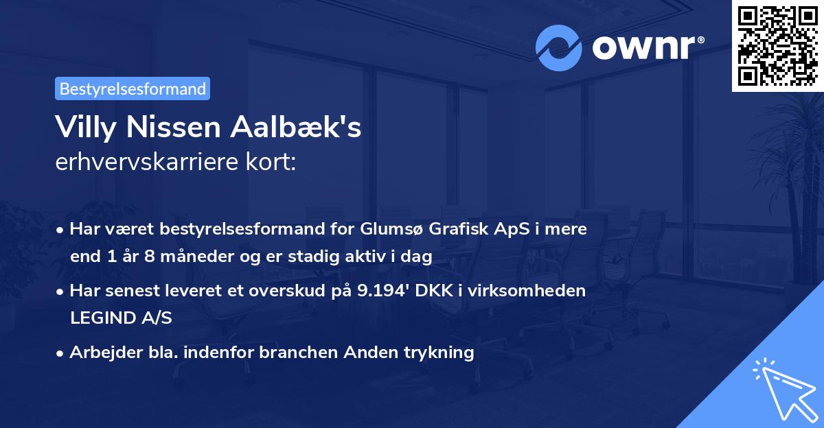 Villy Nissen Aalbæk's erhvervskarriere kort