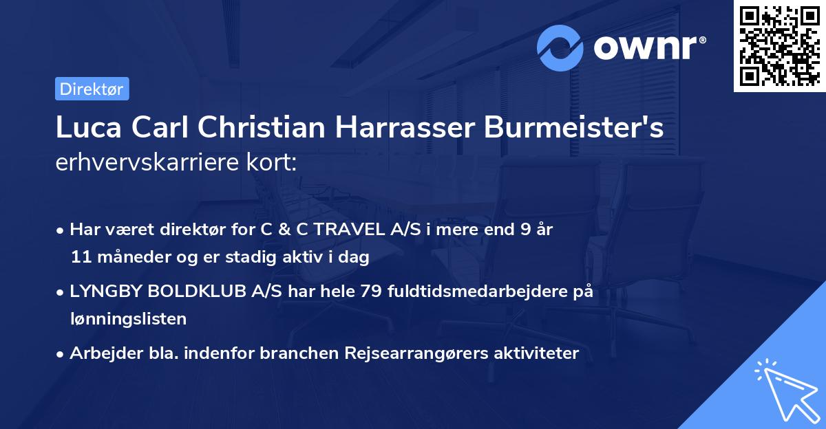 Luca Carl Christian Harrasser Burmeister's erhvervskarriere kort