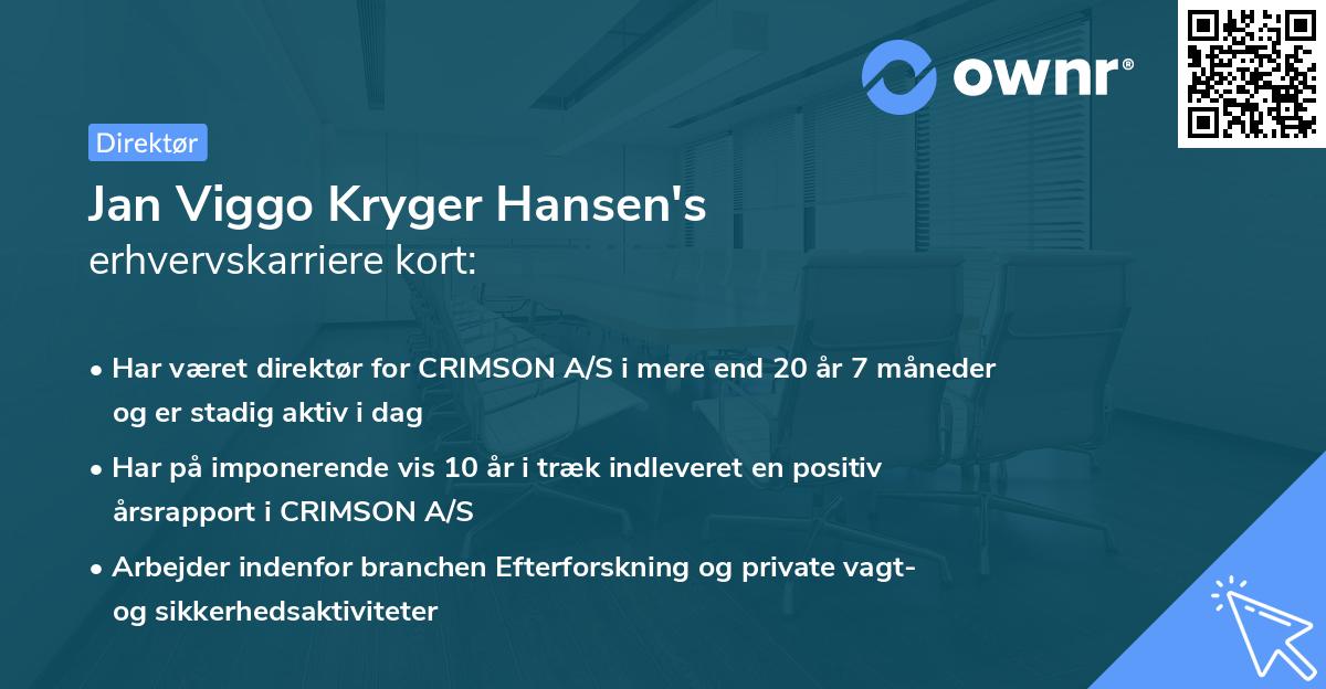 Jan Viggo Kryger Hansen's erhvervskarriere kort