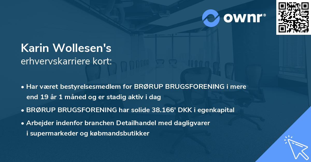 Karin Wollesen's erhvervskarriere kort