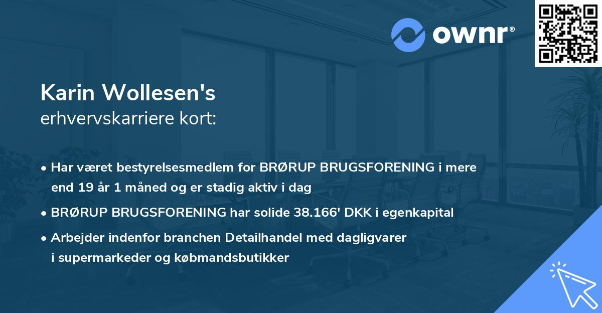 Karin Wollesen's erhvervskarriere kort