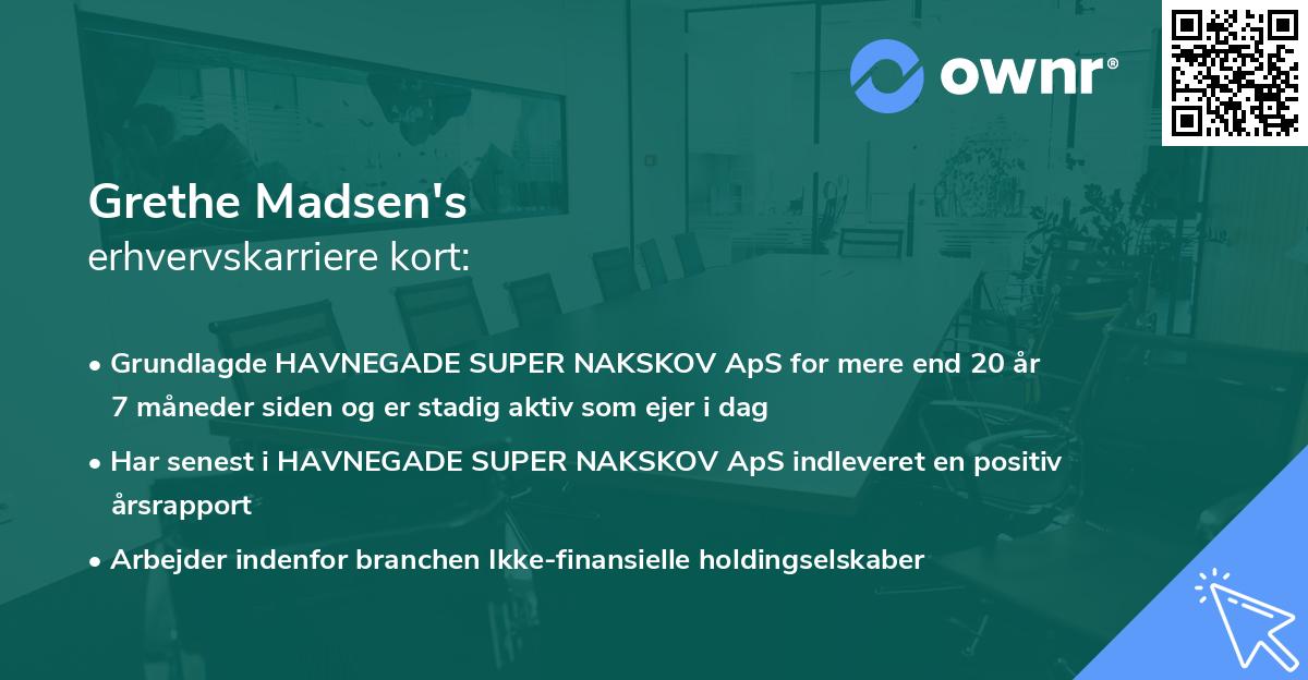 Grethe Madsen's erhvervskarriere kort