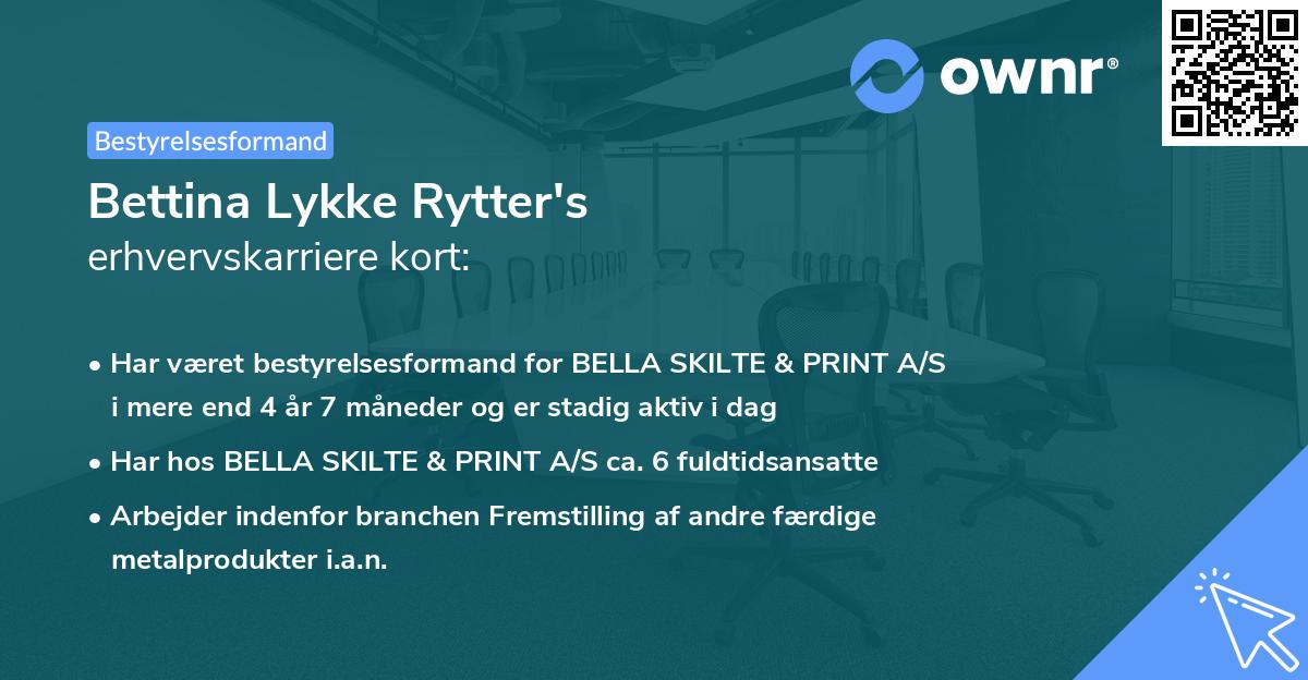 Bettina Lykke Rytter's erhvervskarriere kort