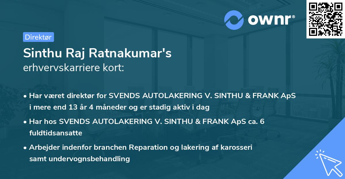 Sinthu Raj Ratnakumar's erhvervskarriere kort