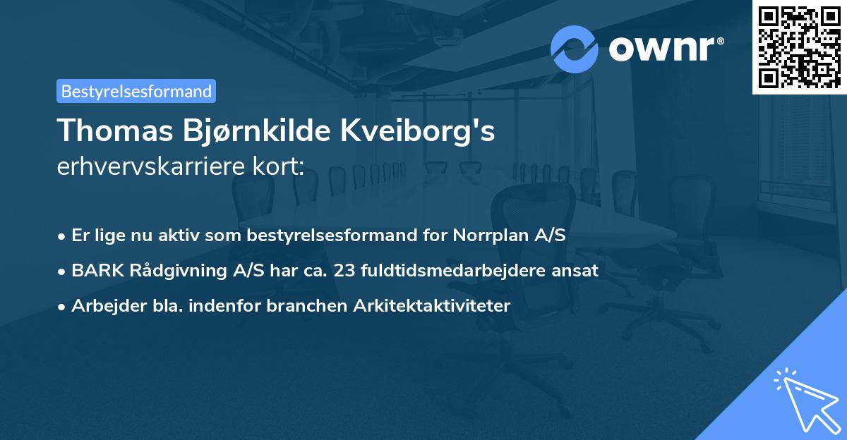 Thomas Bjørnkilde Kveiborg's erhvervskarriere kort