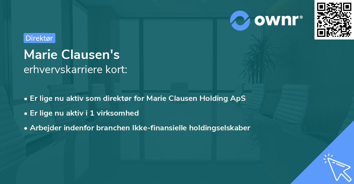Marie Clausen's erhvervskarriere kort