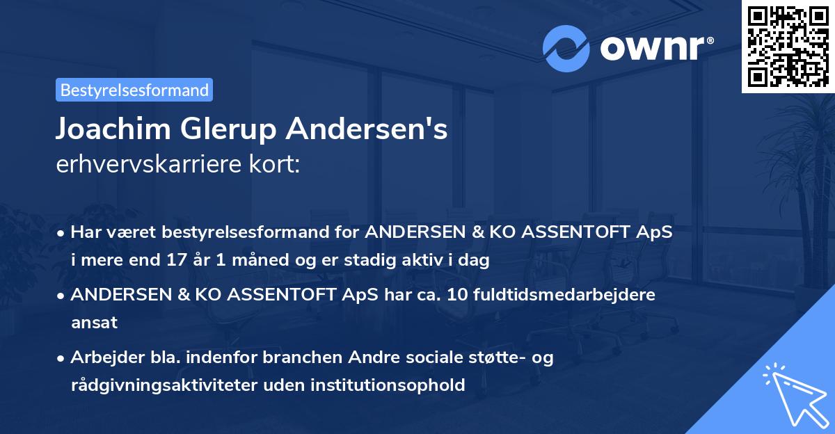 Joachim Glerup Andersen's erhvervskarriere kort