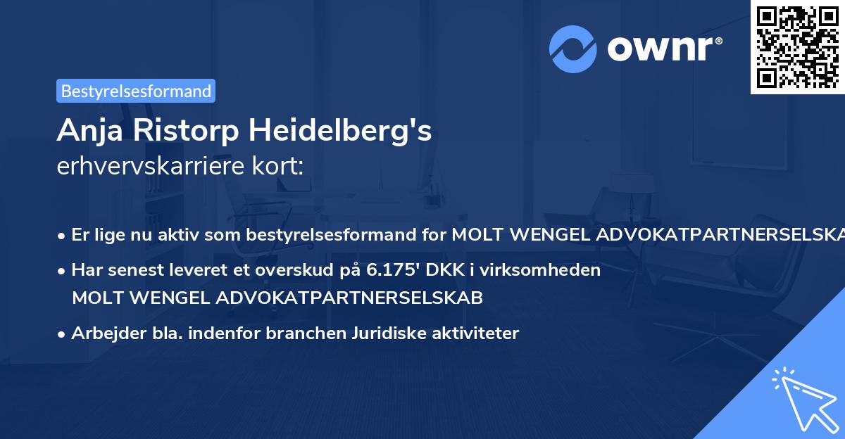 Anja Ristorp Heidelberg's erhvervskarriere kort