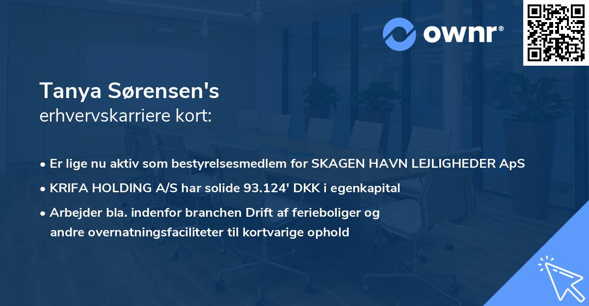 Tanya Sørensen's erhvervskarriere kort