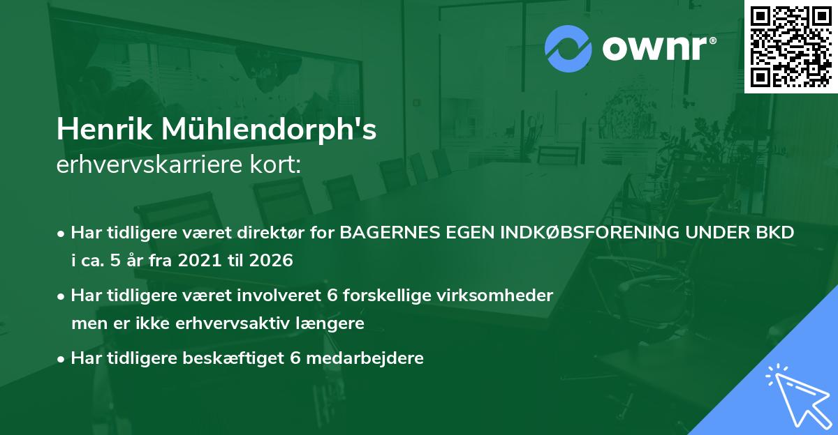 Henrik Mühlendorph's erhvervskarriere kort