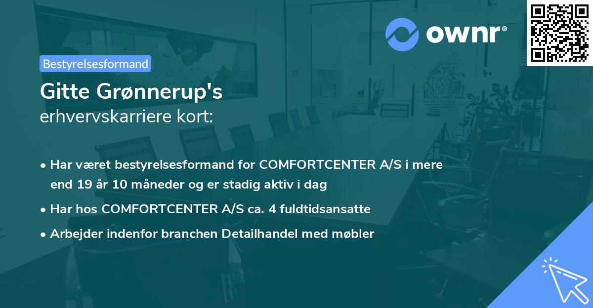 Gitte Grønnerup's erhvervskarriere kort