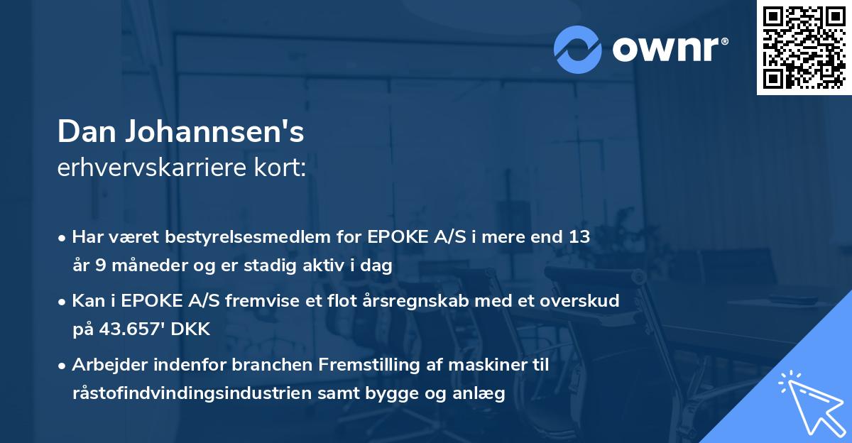 Dan Johannsen's erhvervskarriere kort