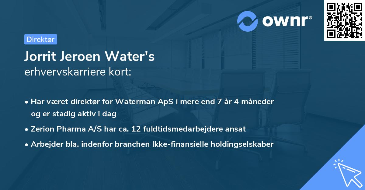 Jorrit Jeroen Water's erhvervskarriere kort