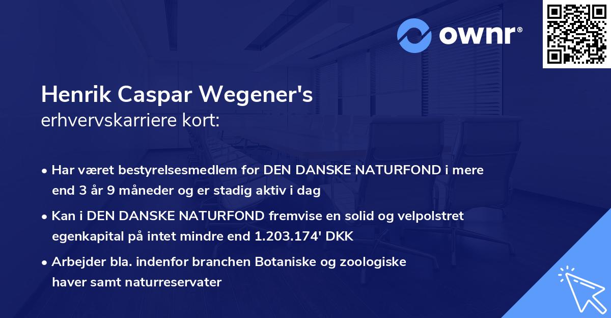 Henrik Caspar Wegener's erhvervskarriere kort