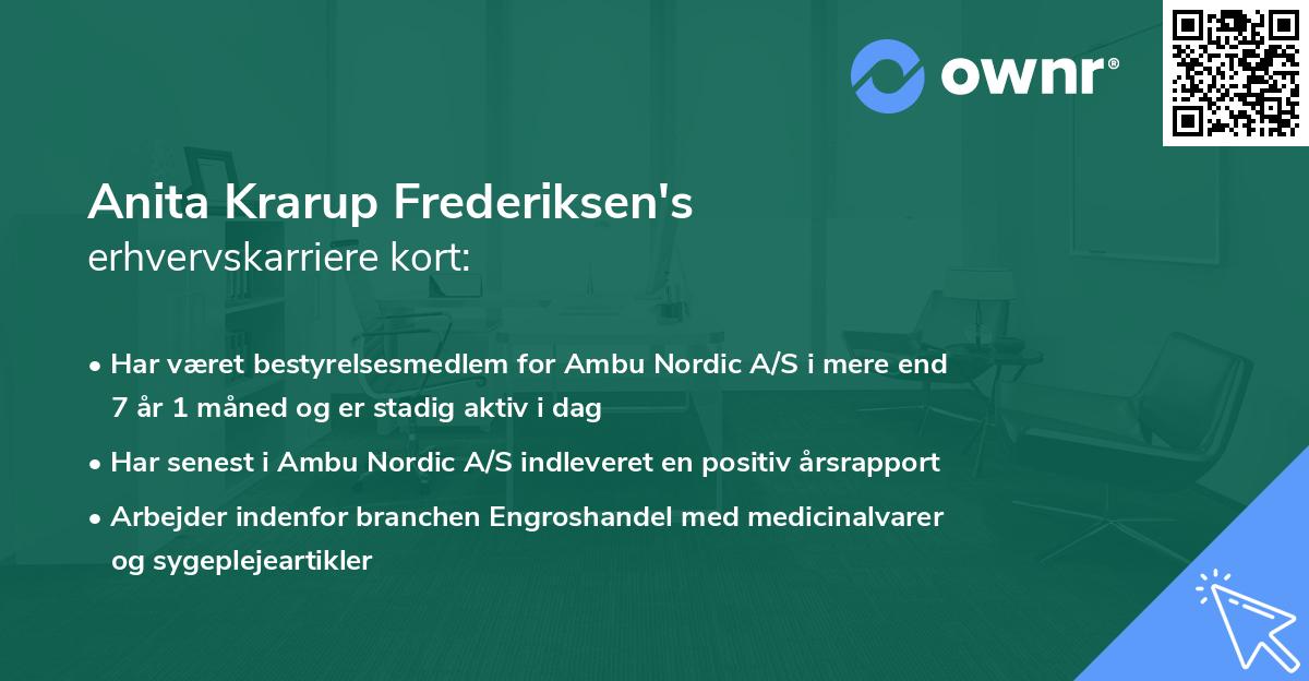Anita Krarup Frederiksen's erhvervskarriere kort