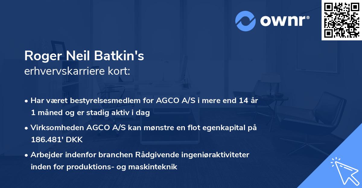 Roger Neil Batkin's erhvervskarriere kort