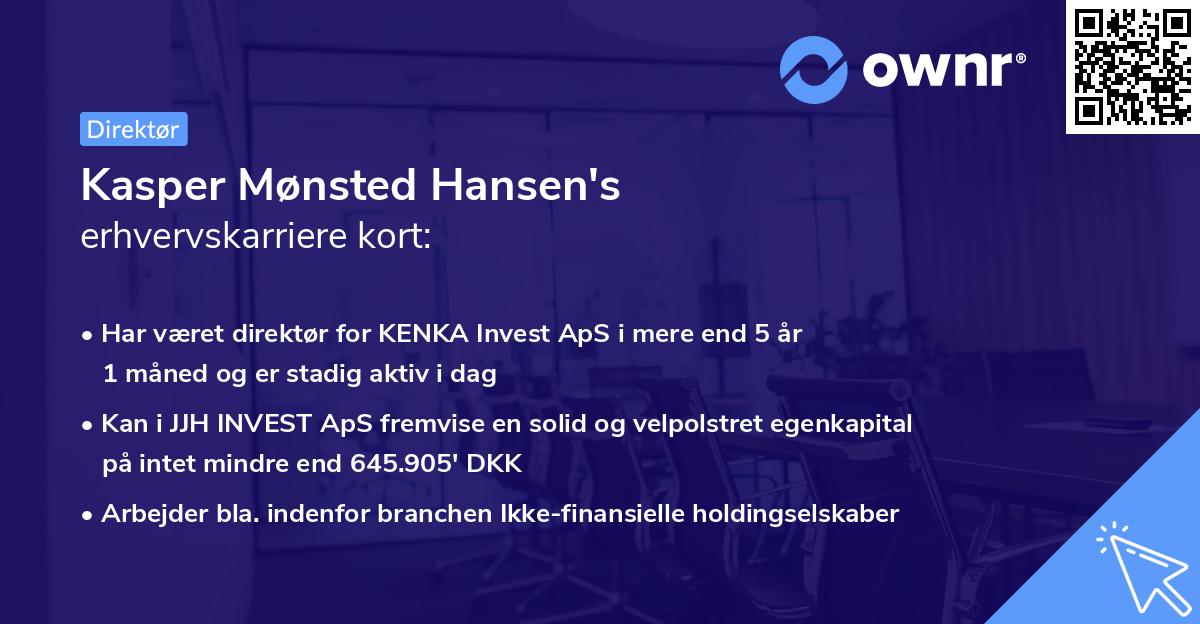 Kasper Mønsted Hansen's erhvervskarriere kort