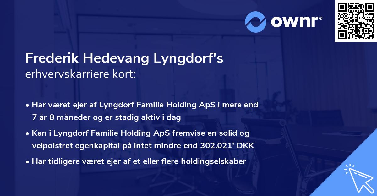 Frederik Hedevang Lyngdorf's erhvervskarriere kort