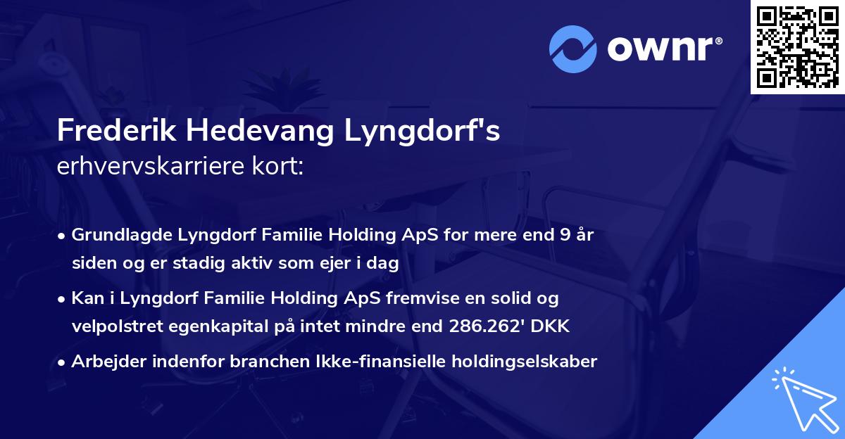 Frederik Hedevang Lyngdorf's erhvervskarriere kort